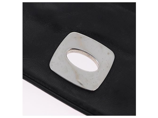 Borsa a tracolla con catena Christian Dior Nylon Nero Argento Auth 203219 - vista 9