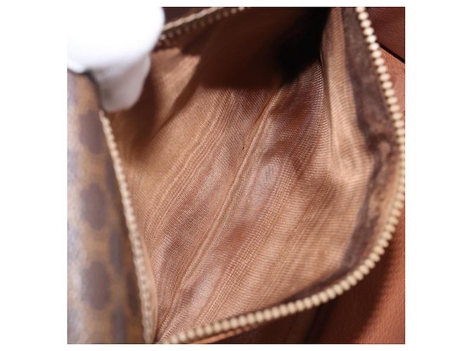 Céline Borsa a tracolla rotonda CELINE Macadam Canvas PVC Pelle Marrone Oro Auth 202958 D'oro - vista 10