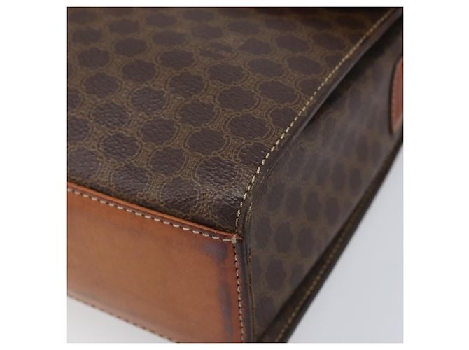 Céline Borsa a tracolla rotonda CELINE Macadam Canvas PVC Pelle Marrone Oro Auth 202958 D'oro - vista 15