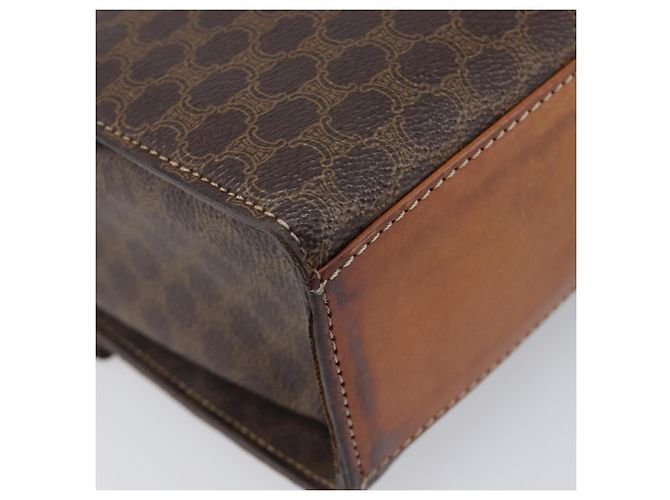 Céline Borsa a tracolla rotonda CELINE Macadam Canvas PVC Pelle Marrone Oro Auth 202958 D'oro - vista 18
