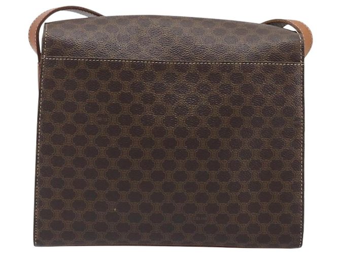 Céline Borsa a tracolla rotonda CELINE Macadam Canvas PVC Pelle Marrone Oro Auth 202958 D'oro - vista 2