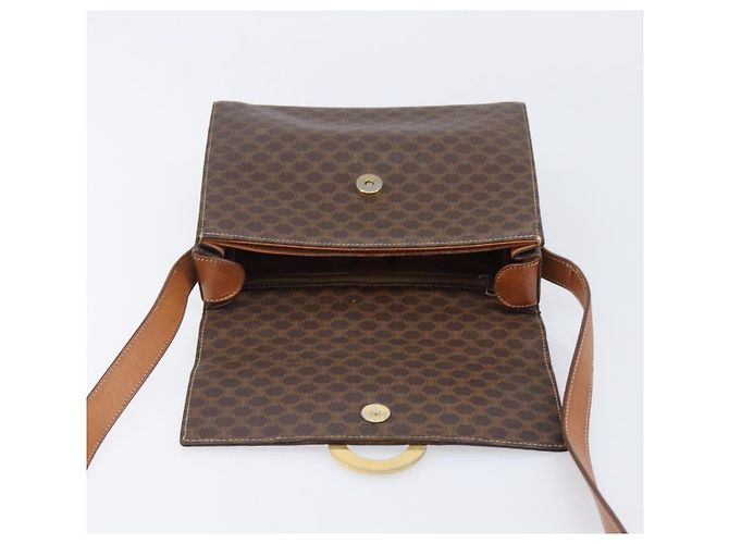 Céline Borsa a tracolla rotonda CELINE Macadam Canvas PVC Pelle Marrone Oro Auth 202958 D'oro - vista 20
