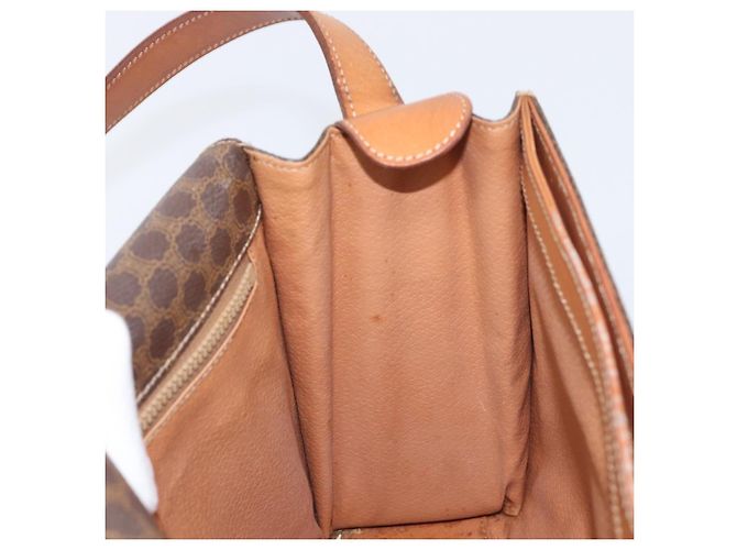 Céline Borsa a tracolla rotonda CELINE Macadam Canvas PVC Pelle Marrone Oro Auth 202958 D'oro - vista 21