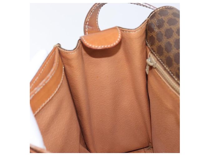 Céline Borsa a tracolla rotonda CELINE Macadam Canvas PVC Pelle Marrone Oro Auth 202958 D'oro - vista 22