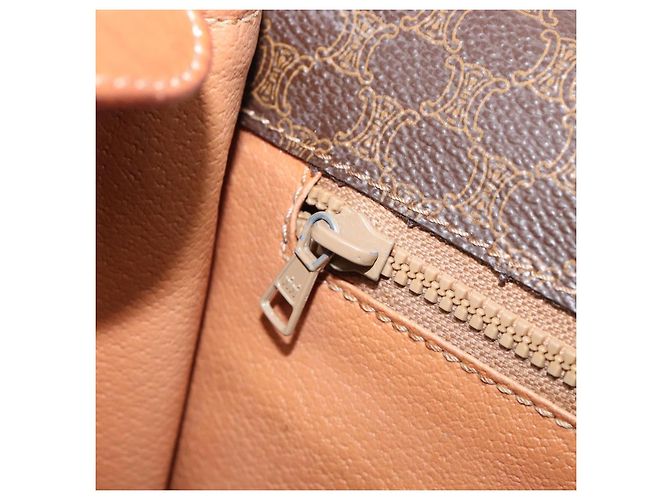 Céline Borsa a tracolla rotonda CELINE Macadam Canvas PVC Pelle Marrone Oro Auth 202958 D'oro - vista 23