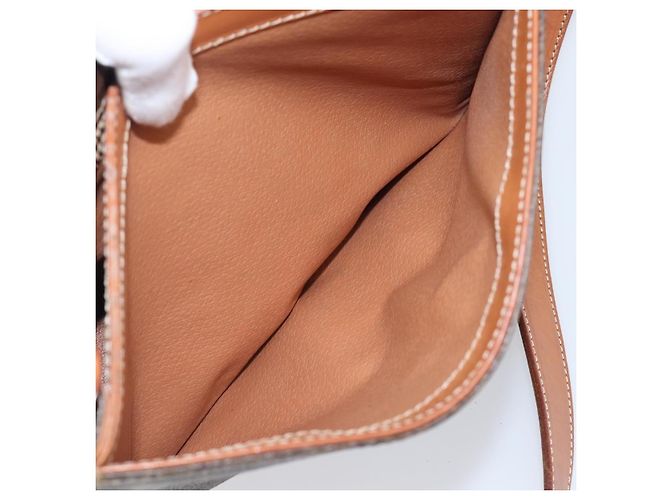 Céline Borsa a tracolla rotonda CELINE Macadam Canvas PVC Pelle Marrone Oro Auth 202958 D'oro - vista 24