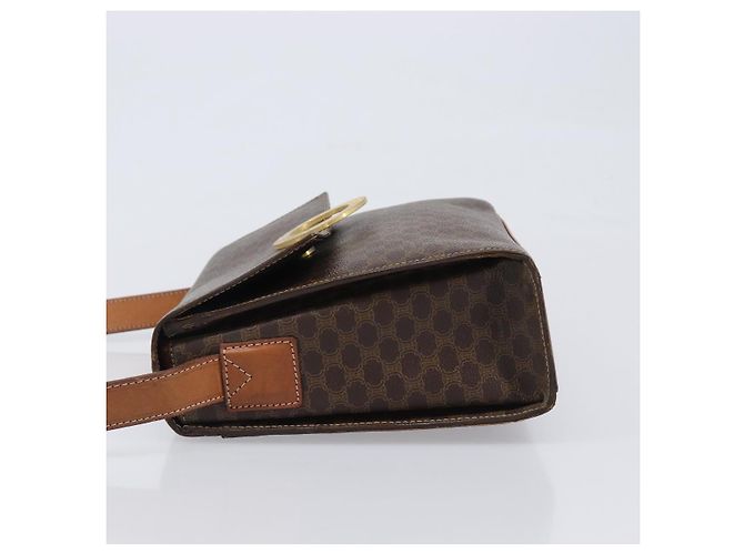 Céline Borsa a tracolla rotonda CELINE Macadam Canvas PVC Pelle Marrone Oro Auth 202958 D'oro - vista 4