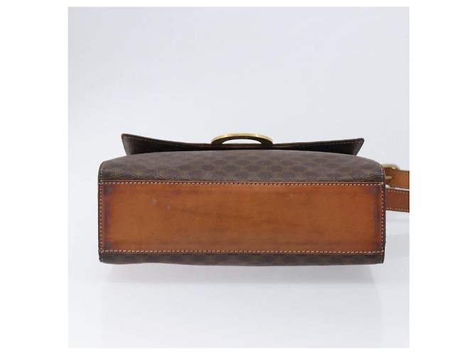Céline Borsa a tracolla rotonda CELINE Macadam Canvas PVC Pelle Marrone Oro Auth 202958 D'oro - vista 5