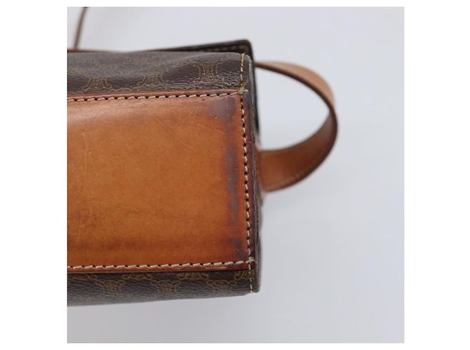 Céline Borsa a tracolla rotonda CELINE Macadam Canvas PVC Pelle Marrone Oro Auth 202958 D'oro - vista 6