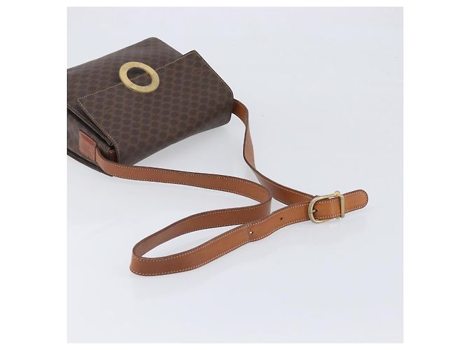 Céline Borsa a tracolla rotonda CELINE Macadam Canvas PVC Pelle Marrone Oro Auth 202958 D'oro - vista 8