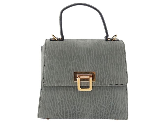 Borsa Valextra in camoscio grigio tono oro Auth 201257 Marrone - vue 13