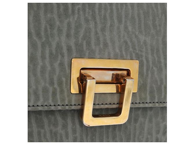 Borsa Valextra in camoscio grigio tono oro Auth 201257 Marrone - vue 19