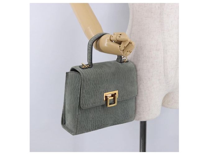 Borsa Valextra in camoscio grigio tono oro Auth 201257 Marrone - vue 25