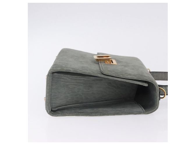 Borsa Valextra in camoscio grigio tono oro Auth 201257 Marrone - vue 3