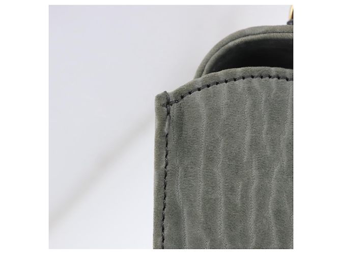Borsa Valextra in camoscio grigio tono oro Auth 201257 Marrone - vue 8