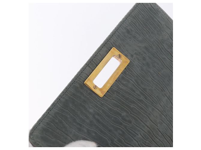 Borsa Valextra in camoscio grigio tono oro Auth 201257 Marrone - vue 9