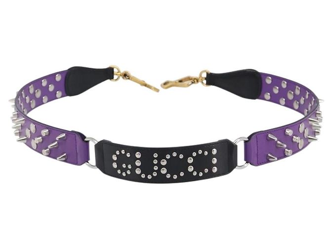 Tracolla GUCCI in pelle Viola Nero Auth 202818V Porpora - vista 2