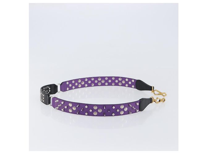 Tracolla GUCCI in pelle Viola Nero Auth 202818V Porpora - vista 4