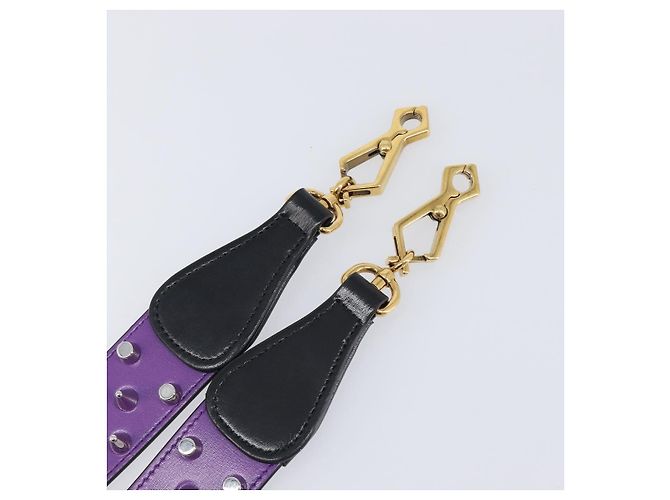 Tracolla GUCCI in pelle Viola Nero Auth 202818V Porpora - vista 5