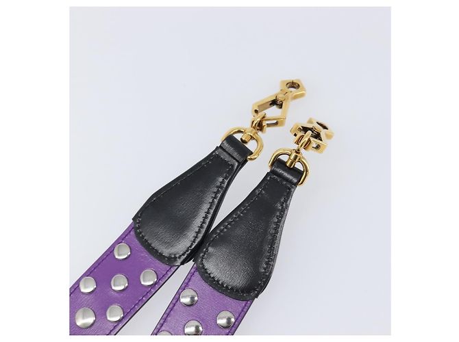 Tracolla GUCCI in pelle Viola Nero Auth 202818V Porpora - vista 6