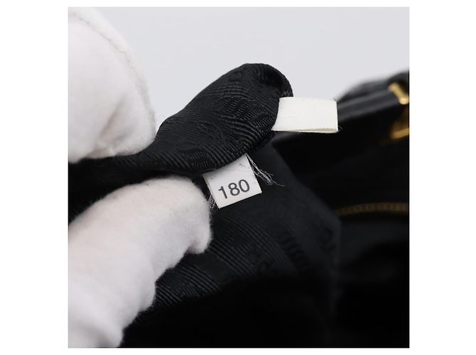 Borsa a mano arricciata PRADA Nylon 2way Nero Oro Auth 202889A D'oro - vista 11