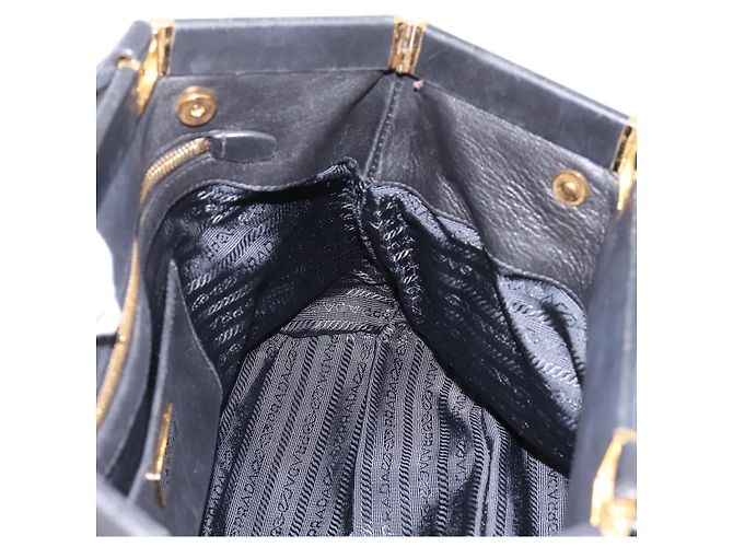 Borsa a mano arricciata PRADA Nylon 2way Nero Oro Auth 202889A D'oro - vista 21