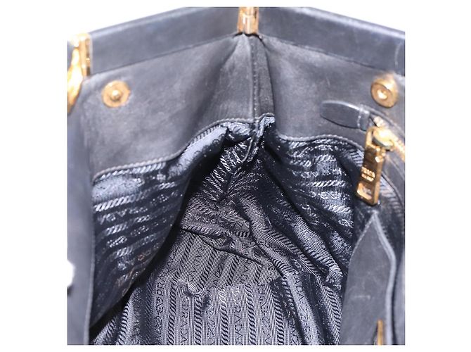 Borsa a mano arricciata PRADA Nylon 2way Nero Oro Auth 202889A D'oro - vista 22