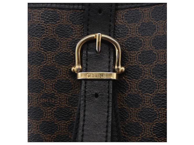 16 Céline Borsa Tote CELINE Macadam Canvas PVC Pelle Nero Oro Auth 203439V D'oro - vista 18