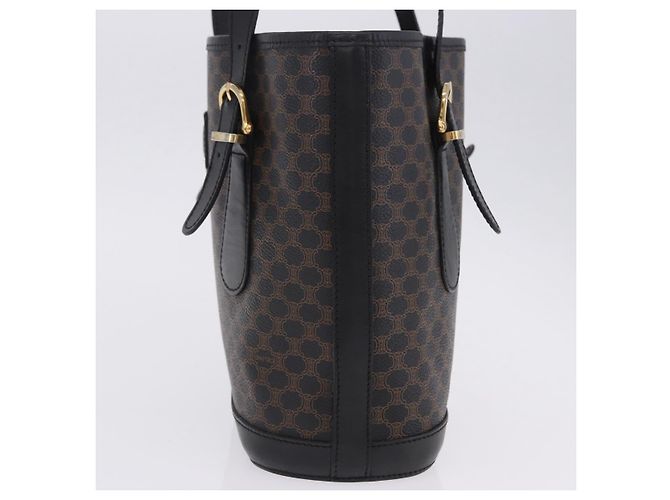 16 Céline Borsa Tote CELINE Macadam Canvas PVC Pelle Nero Oro Auth 203439V D'oro - vista 3