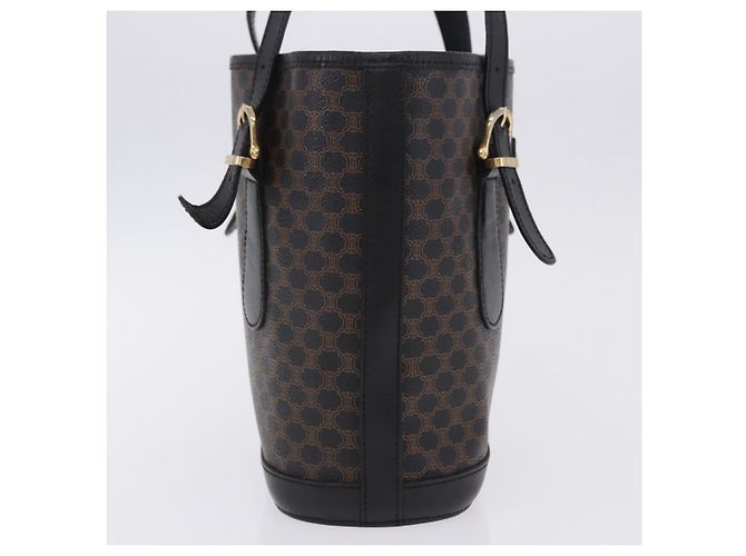 16 Céline Borsa Tote CELINE Macadam Canvas PVC Pelle Nero Oro Auth 203439V D'oro - vista 4