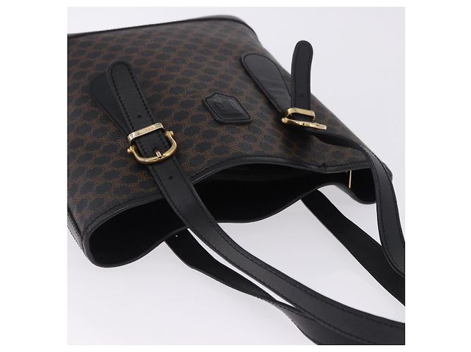 16 Céline Borsa Tote CELINE Macadam Canvas PVC Pelle Nero Oro Auth 203439V D'oro - vista 6