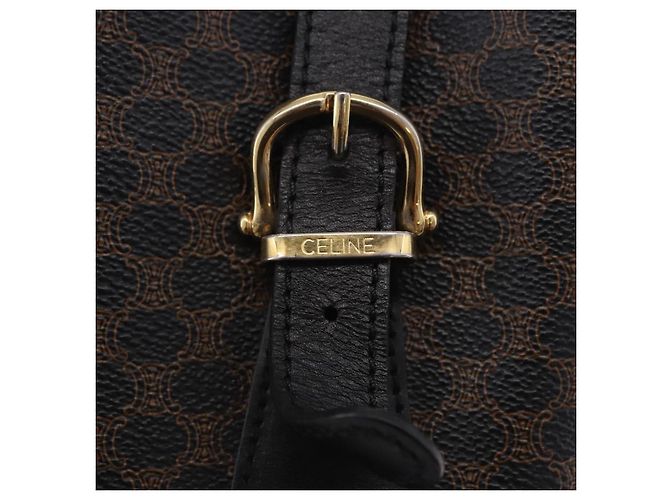 16 Céline Borsa Tote CELINE Macadam Canvas PVC Pelle Nero Oro Auth 203439V D'oro - vista 9