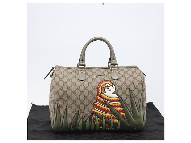 Bolso Boston GUCCI GG Supreme PVC Beige Tono Dorado 189895 Auth 202805V - vista 12