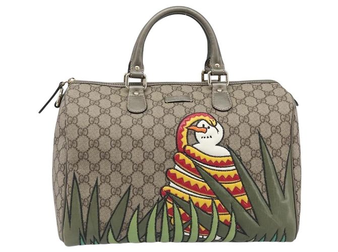Bolso Boston GUCCI GG Supreme PVC Beige Tono Dorado 189895 Auth 202805V - vista 13