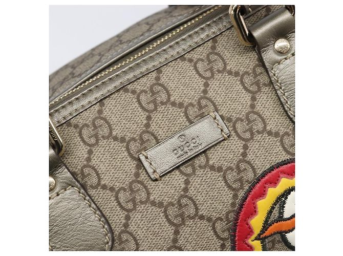 Bolso Boston GUCCI GG Supreme PVC Beige Tono Dorado 189895 Auth 202805V - vista 19