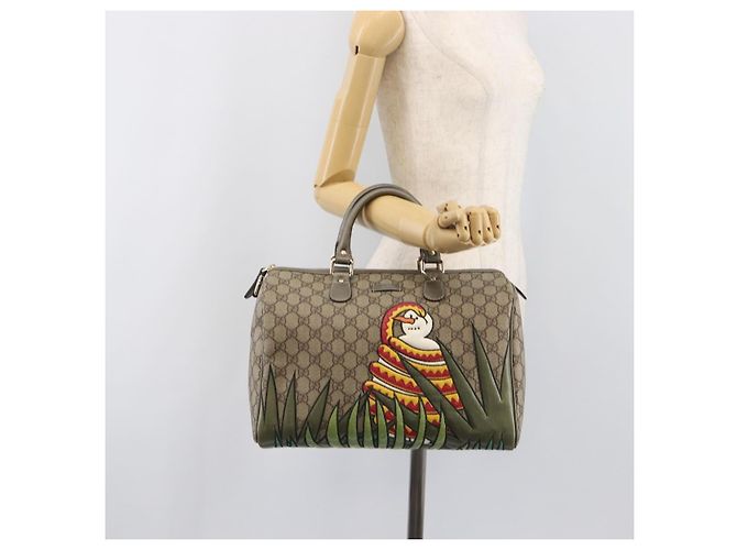 Bolso Boston GUCCI GG Supreme PVC Beige Tono Dorado 189895 Auth 202805V - vista 26