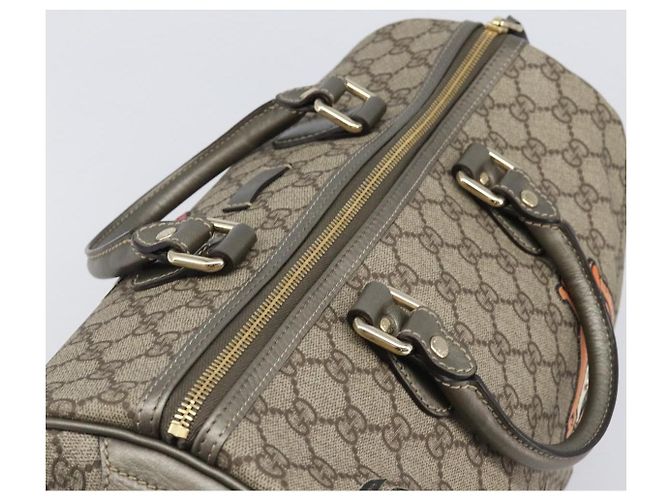 Bolso Boston GUCCI GG Supreme PVC Beige Tono Dorado 189895 Auth 202805V - vista 6