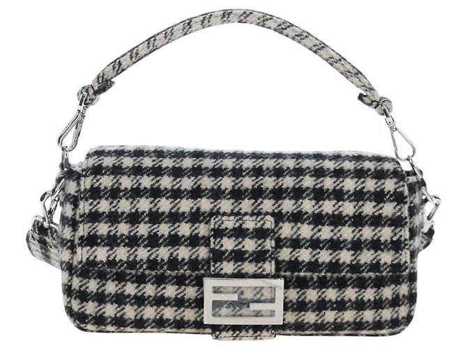 FENDI Newbucket Mamma Baguette Bolso de hombro de lana 2way Negro Plata Auth 202909SAV - vista 13