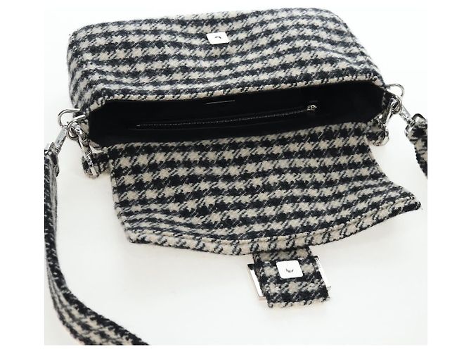 FENDI Newbucket Mamma Baguette Bolso de hombro de lana 2way Negro Plata Auth 202909SAV - vista 21