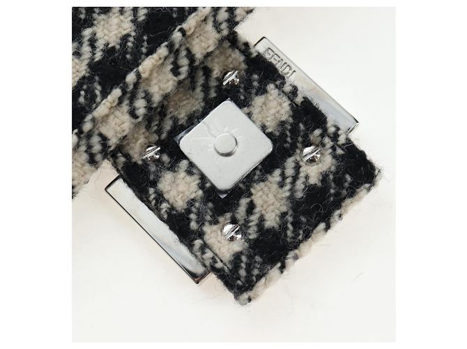FENDI Newbucket Mamma Baguette Bolso de hombro de lana 2way Negro Plata Auth 202909SAV - vista 22