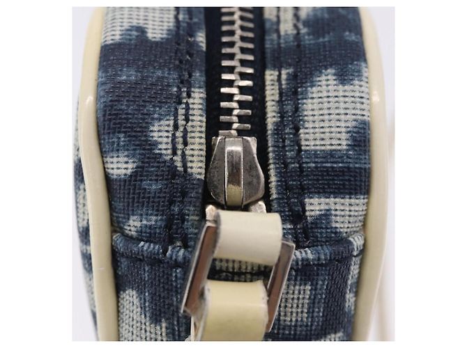 Borsa a mano Christian Dior Trotter PVC Pelle Blu Bianco Auth 201159 - vista 10