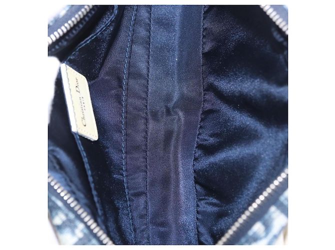 Borsa a mano Christian Dior Trotter PVC Pelle Blu Bianco Auth 201159 - vista 11
