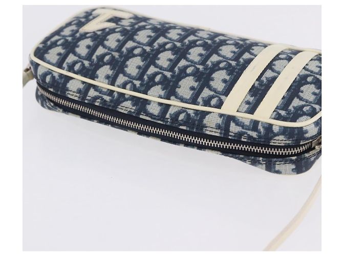 Borsa a mano Christian Dior Trotter PVC Pelle Blu Bianco Auth 201159 - vista 14