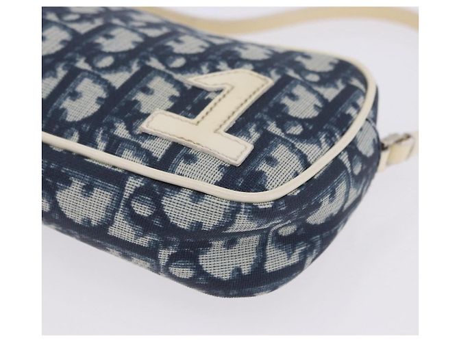 Borsa a mano Christian Dior Trotter PVC Pelle Blu Bianco Auth 201159 - vista 17