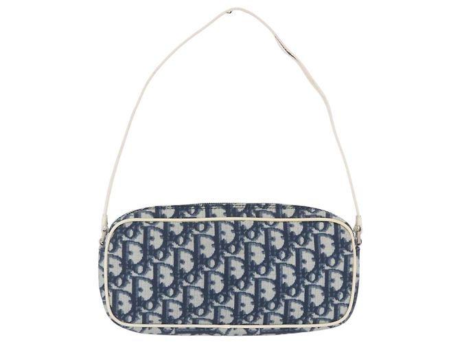 Borsa a mano Christian Dior Trotter PVC Pelle Blu Bianco Auth 201159 - vista 3