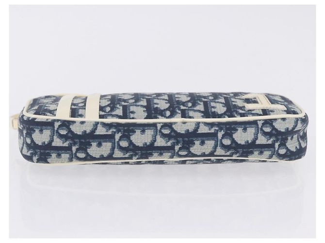 Borsa a mano Christian Dior Trotter PVC Pelle Blu Bianco Auth 201159 - vista 6