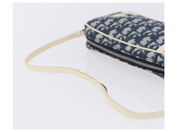 Borsa a mano Christian Dior Trotter PVC Pelle Blu Bianco Auth 201159 - vista 7