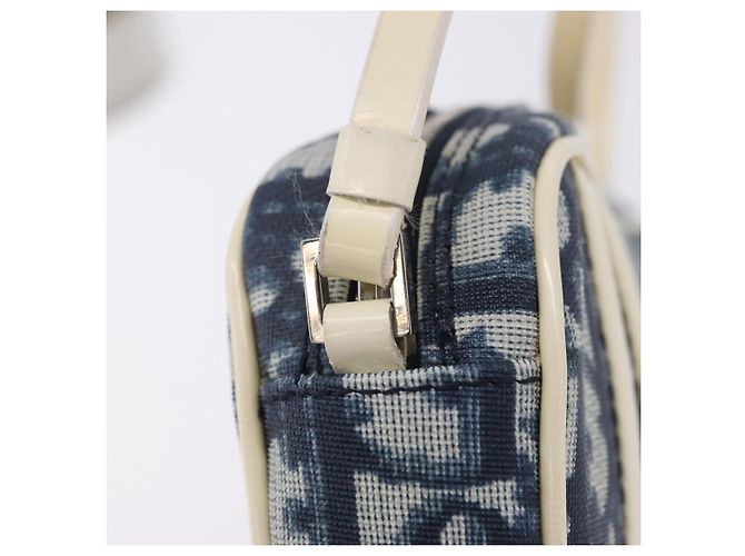 Borsa a mano Christian Dior Trotter PVC Pelle Blu Bianco Auth 201159 - vista 9