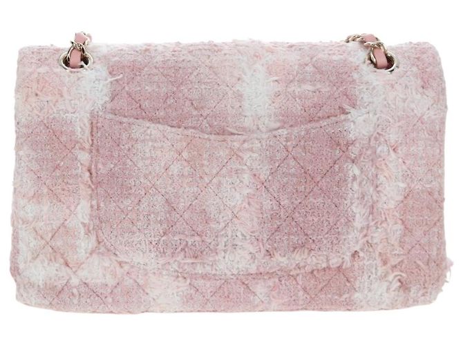 Borsa CHANEL Double Flap Chain Matelasse 25 Tweed Pink Gold CC Auth BA15645SM Rosa D'oro - vista 2