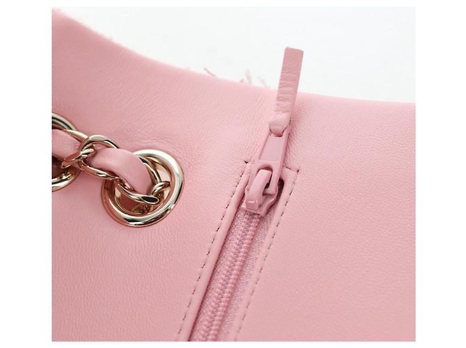 Borsa CHANEL Double Flap Chain Matelasse 25 Tweed Pink Gold CC Auth BA15645SM Rosa D'oro - vista 21